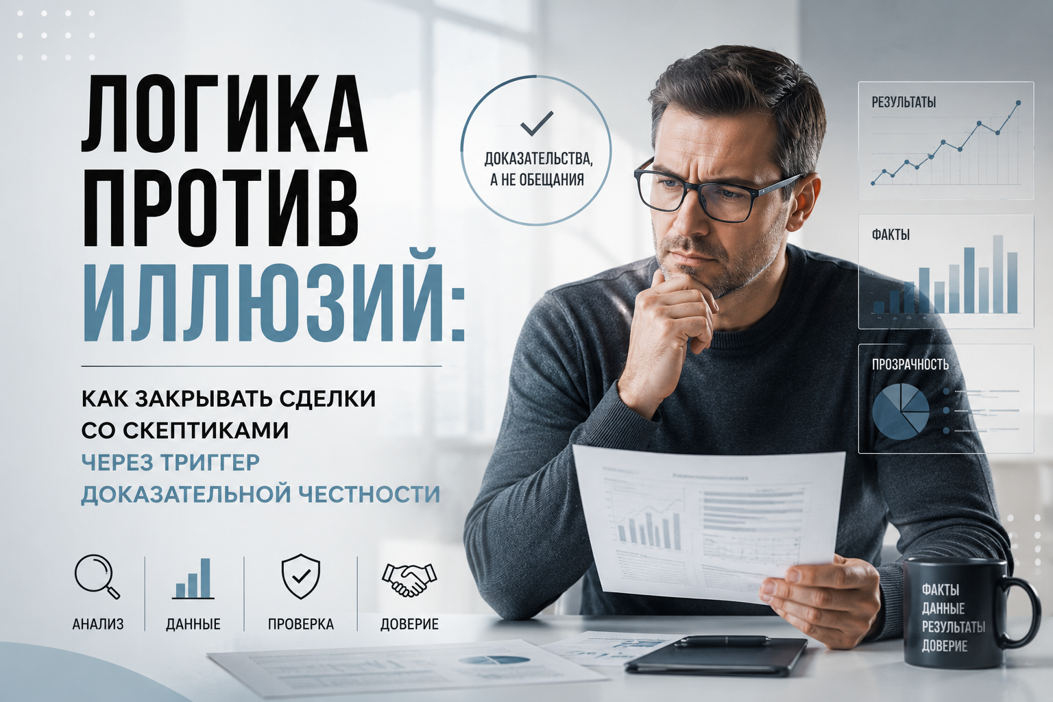 Скептики доверяют не обещаниям, а проверяемым фактам, цифрам, кейсам и прозрачным доказательствам эффективности.