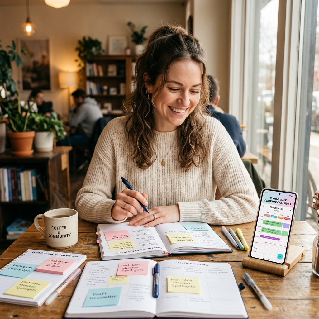 weekly planner, content calendar and reminders app for planning posts and tasks